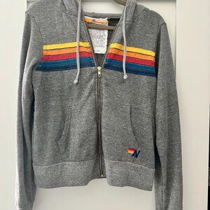 Aviator Nation grey stripe hoodie - XS
